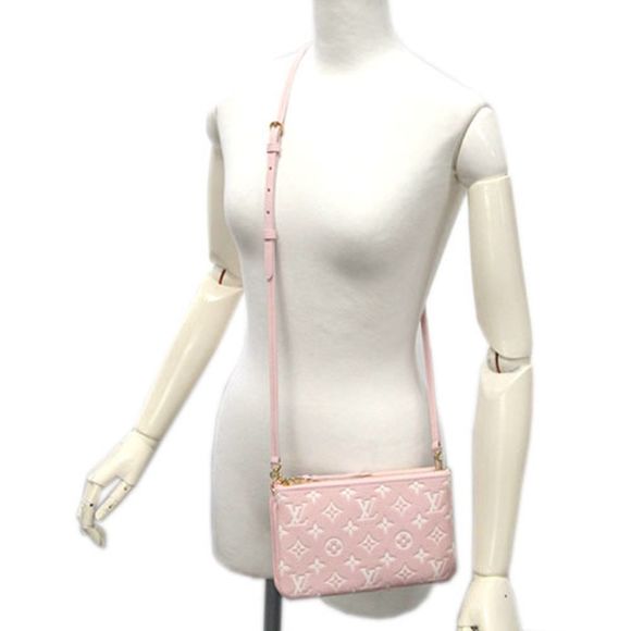 Bag Monogram Implant Pochette Double Zip Rose Candy Pink Shoulder Pouch Clutch - Picture 5 of 9